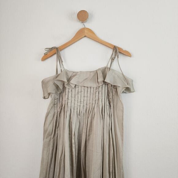 Three Graces London Tybalt Sage Green Cotton Maxi Dress Flowy US 8 - Picture 2 of 14